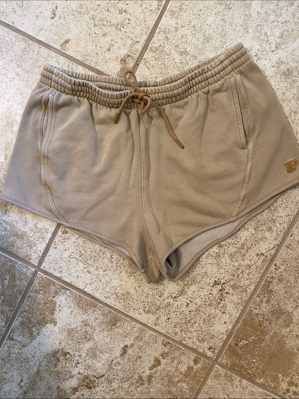 PINK Victoria's Secret Tan Drawstring Athletic Shorts